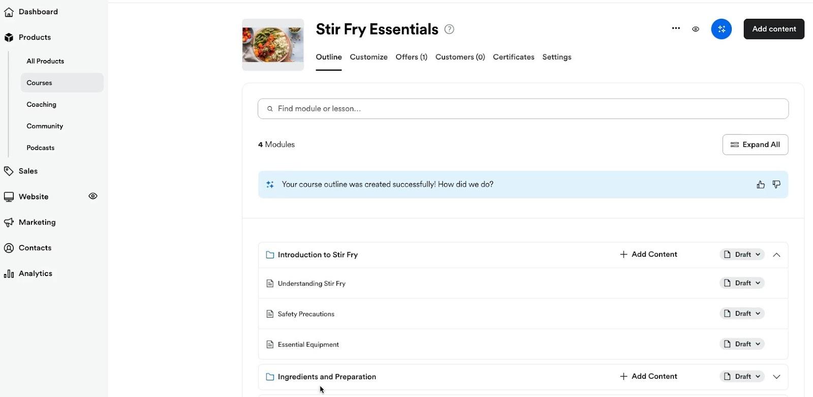 Kajabi's drag and drop course builer